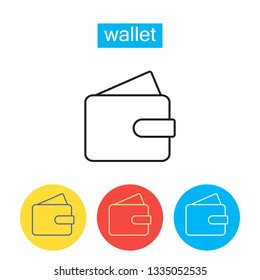 Wallet Line Icon. Premium pictogram isolated on a white background. Money symbol for your web site design, logo, app. Vector Logo Template icons editable stroke in colorful circles.