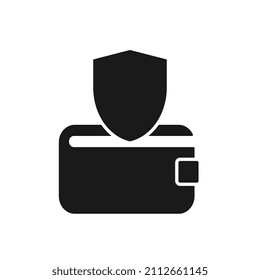 Wallet line icon with protection sign.