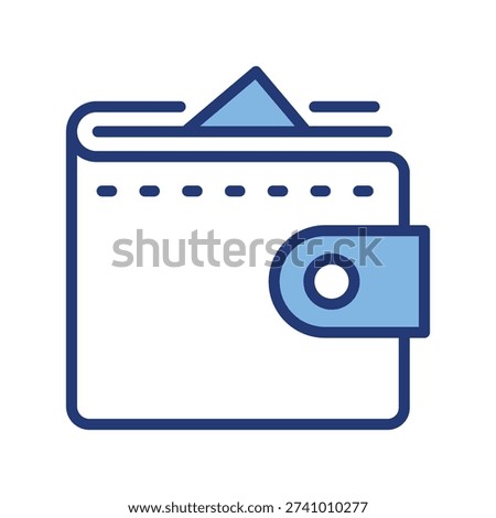 Wallet line icon. Purse black blue sign. Payment, money, finance, bank, investment concept. Vector illustration. Isolated on a white background. Editable stroke. Flat design.