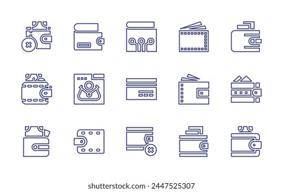 Wallet line icon set. Editable stroke. Vector illustration. Containing wallet, ewallet, no money, credit card.