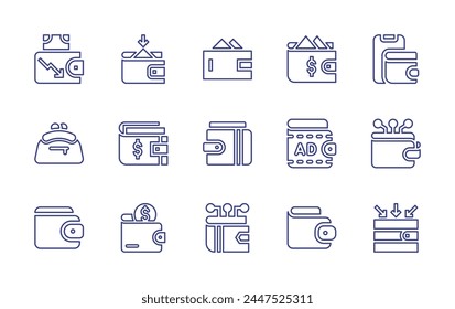 Wallet line icon set. Editable stroke. Vector illustration. Containing wallet, digital wallet, purse, loss, advertising, income, ewallet.