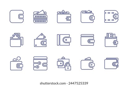 Conjunto de iconos de línea de cartera. Trazo editable. Ilustración vectorial. Conteniendo cartera, cartera digital.