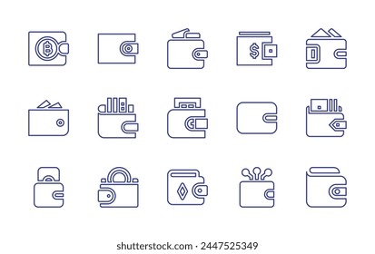 Wallet line icon set. Editable stroke. Vector illustration. Containing wallet, digital wallet, benefit, crypto wallet.