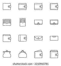 Wallet Line Icon Set Vector