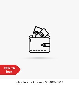 wallet line icon vector