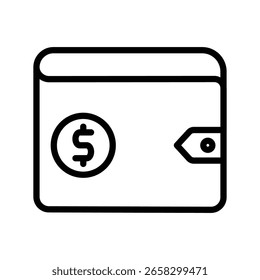 Icono de línea de la cartera, Vector, píxel perfecto, archivo ilustrador 