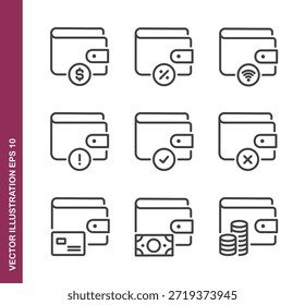 Ícones de linha da carteira - Ícone de série de minicoleção