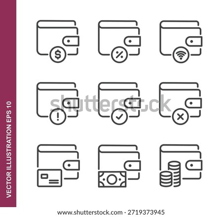 Wallet line icons - Mini collection series icon