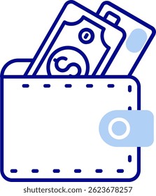 Línea de billetera Vector Icon Design