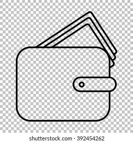 Wallet line vector icon on transparent background