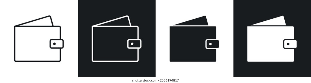Wallet linear icon set for app, and web design.