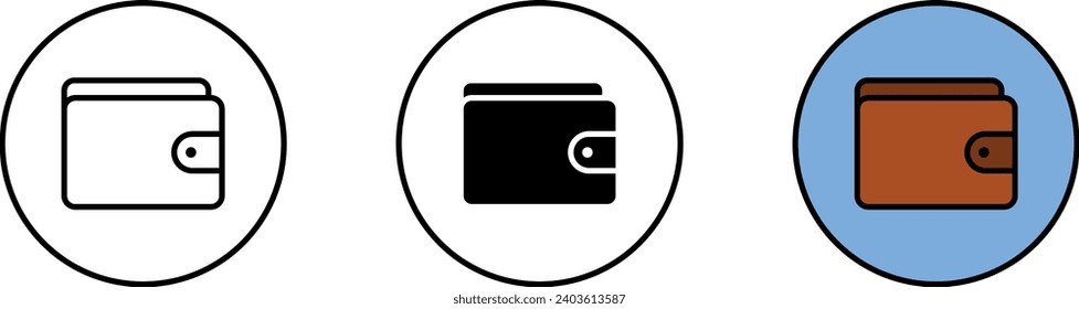 Icono de estilo de cartera alineado, aislado y coloreado. Ilustración del vector