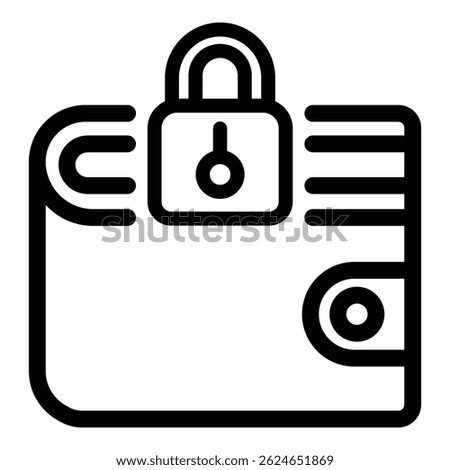 Wallet lock icon. Outline wallet lock vector icon for web design isolated on white background