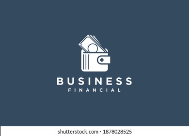 Wallet logo business financial, money icon, transaction digital app logo.