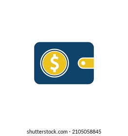 Logo-Design für digitale Brieftaschen. Geldbeutel mit Dollarlogo-Vorlage, Vektorgrafik