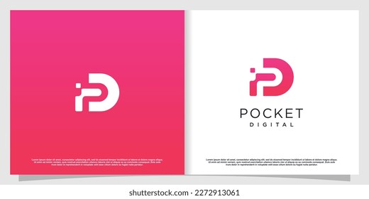 Wallet logo design with modern letter P concept idea