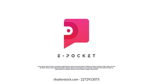 Wallet logo design with modern letter P concept idea