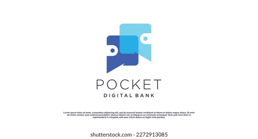 Wallet logo design with modern letter P concept idea