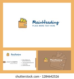 Wallet Logo design with Tagline & Front and Back Busienss Card Template. Vector Creative Design