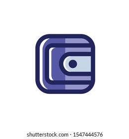 Wallet Logo, Flat Style Icon, Vector Illustration.