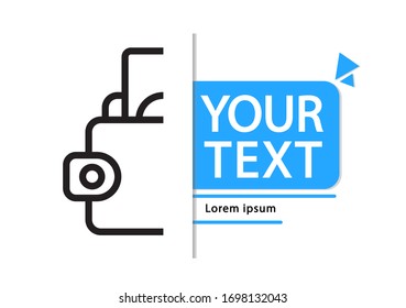 Wallet logo, icon vector with space for text on white background.