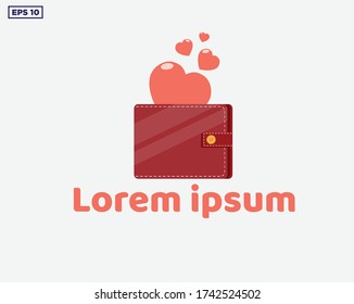 Wallet Logo Sign Symbol Icon with love. Stock Vector eps 10