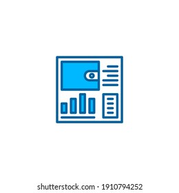 Wallet manager dashboard illustration icon in blue style. Vector