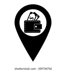 Wallet - map pointer vector icon