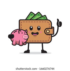 Wallet mascot character design vector