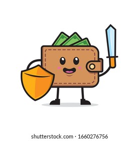 Design-Vektorillustration für Wallet-Maskottchen