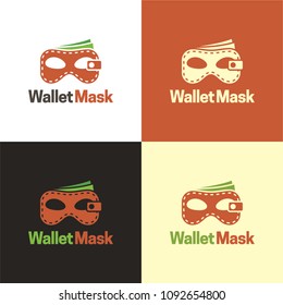 Wallet Mask Logo and Icon. Vector Illustration. Playful logo featuring an icon of a wallet that is also a mask.
