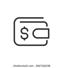 Icono de línea mínima de cartera. Diseño de símbolo de trazo web. Señal de la cartera aislada en un fondo blanco. Icono de línea Premium.
