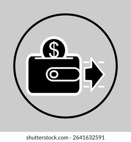 Wallet with minus sign in dark theme, symbolizing withdrawal or loss.