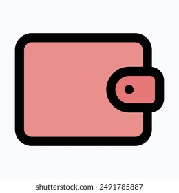 Wallet For Mobile Apps Interface Icon, E Wallet Vector Icon, Isolated Lineal Color Vector Icon.