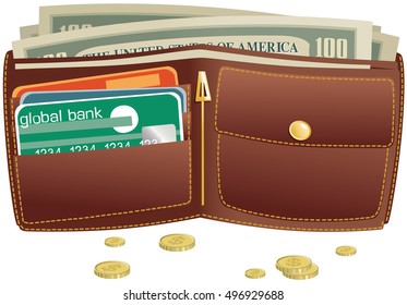 Wallet and money.