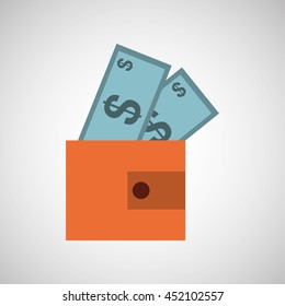 wallet money bill finance isolated, vector illustration eps10