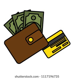 wallet money with bills and credit card