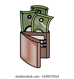 wallet money with bills dollars
