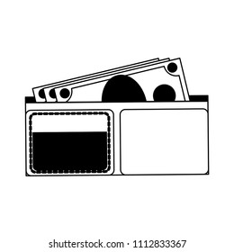 Wallet with money in black and white