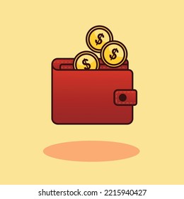 Wallet and money cartoon Icon Illustration 