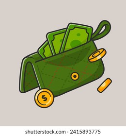 Wallet and Money Cartoon Vector Icon Illustration. Finance
Business Icon Concept Isolated Premium Vector. Flat Cartoon
Style