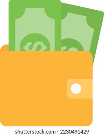 wallet money cash vector flat illustration