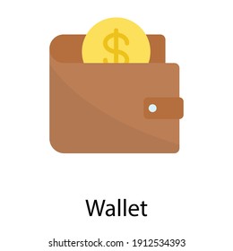 wallet and money coin dollar flat vector icon