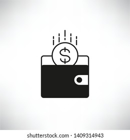 wallet and money coin icon for earning concept