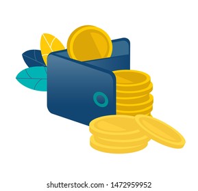 Wallet money coins illustration vector