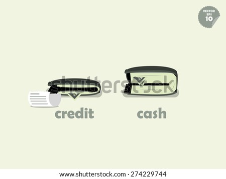 wallet money comparison between paying credit and paying cash