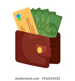 wallet money with credit card and bills dollars