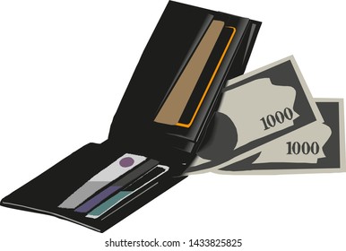 wallet money with dollar bill financial isolated icon