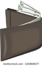 wallet money with dollar bill financial isolated icon