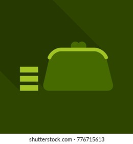 Wallet with money dollar bill flat design, vector illustration